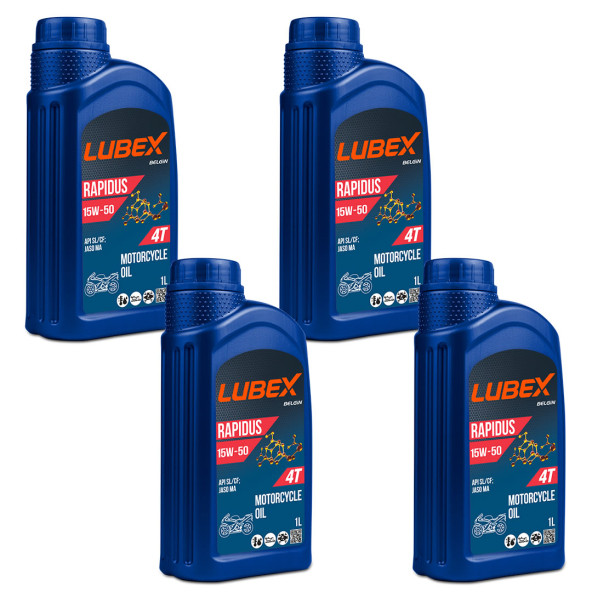 Lubex Rapidus 15W-50 1 Lt 4 Zamanlı Motosiklet Yağı (4 Adet) ürün görseli 1