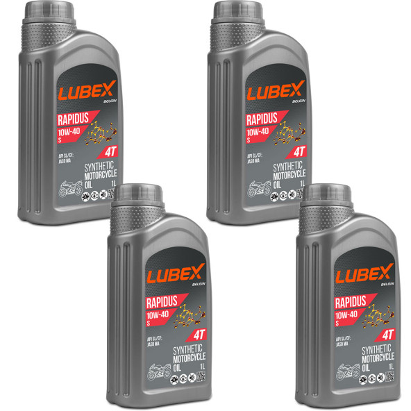 Lubex Rapidus S 10W-40 1 Lt 4 Zamanlı Motosiklet Yağı (4 Adet) ürün görseli 1