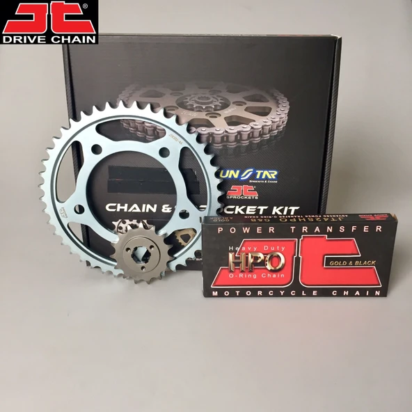 ZİNCİR DİŞLİ SETİ - HONDA CBR 125 R (125 CC)  - (2011-2017) / HONDA / CBR 125 R / 125cc / ZİNCİR : JT-428ORING (GOLD)-128 / DİŞLİ : (15T -44T)  / 2011-2012-2013-2014-2015-2016-2017 ürün görseli 1