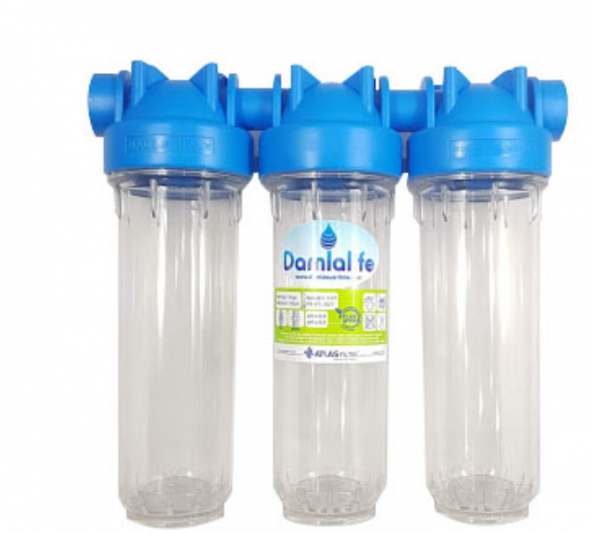 Damlalife Atlas 10'' inç 3 lü bina girişi daire girişi kuyu suyu filtre sistemi boş ürün görseli 1
