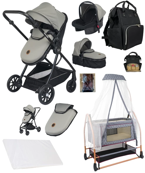 Baby Home 8 In 1 Full Set 1010 Qool Travel Sistem Bebek Arabası 505 Anne Yanı Sepet Beşik ürün görseli 1