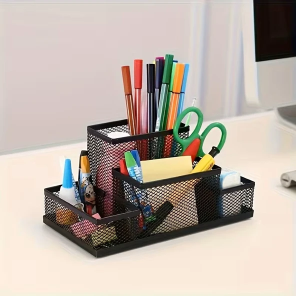 4 Bölmeli Metal Perforeli Organizer (SİYAH) ürün görseli 1