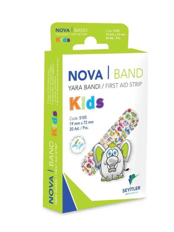 NOVA BAND KİDS DESENLİ ÇOCUK YARA BANDI 20 ADET 1 KUTU ürün görseli 1