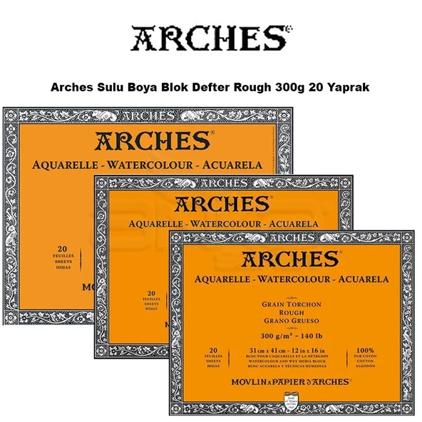 Arches Sulu Boya Blok Defter Rough 300g 20 Yaprak ürün görseli 1