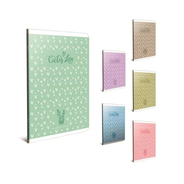 Gıpta Cactus Love Tel Dikişli Plastik Kapak Kareli Defter A4 60 Yaprak ürün görseli 1