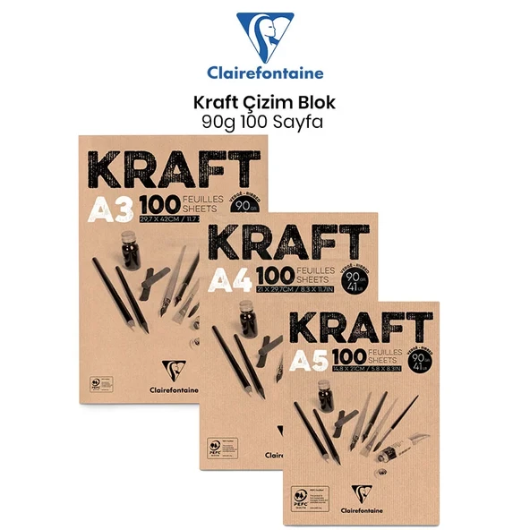 Clairefontaine Kraft Çizim Blok 90g 100 Yaprak ürün görseli 1
