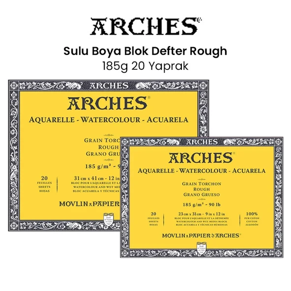 Arches Sulu Boya Blok Defter Rough 185g 20 Yaprak ürün görseli 1