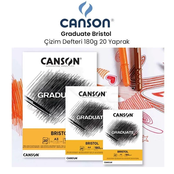 Canson Graduate Bristol Çizim Defteri 180g 20 Yaprak ürün görseli 1
