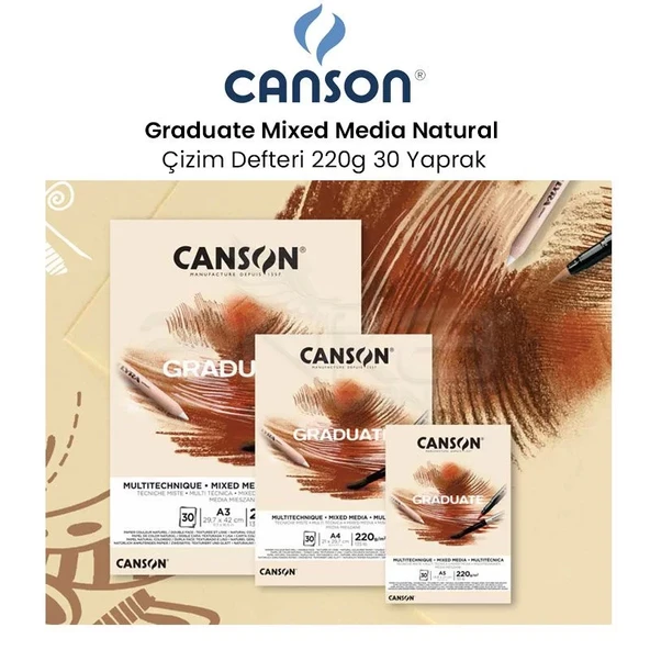 Canson Graduate Mixed Media Natural Çizim Defteri 220g 30 Yaprak ürün görseli 1