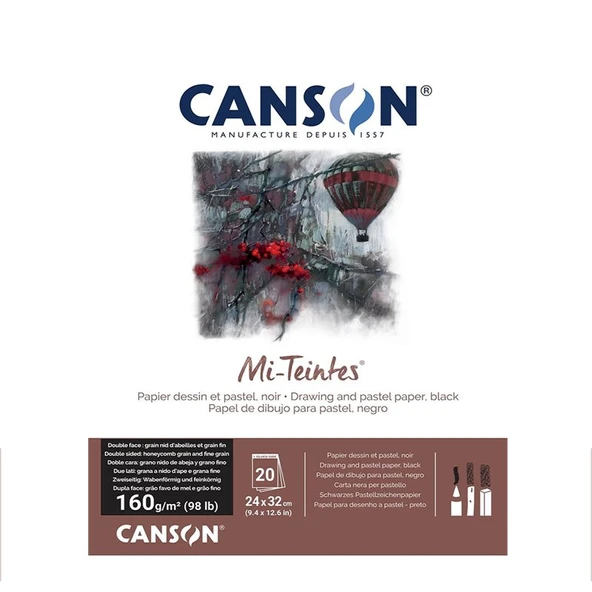 Canson Mi-Teintes Pastel Defteri 160g 24x32cm 20 Yaprak Black ürün görseli 1