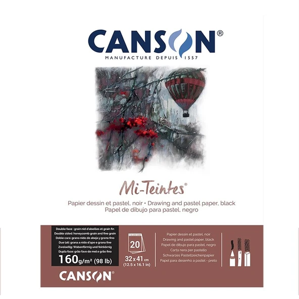 Canson Mi-Teintes Pastel Defteri 160g 32x41cm 20 Yaprak Black ürün görseli 1