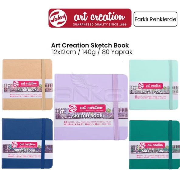 Talens Art Creation Sketch Book 12x12cm 140g 80 Yaprak Pastel Renkler ürün görseli 1