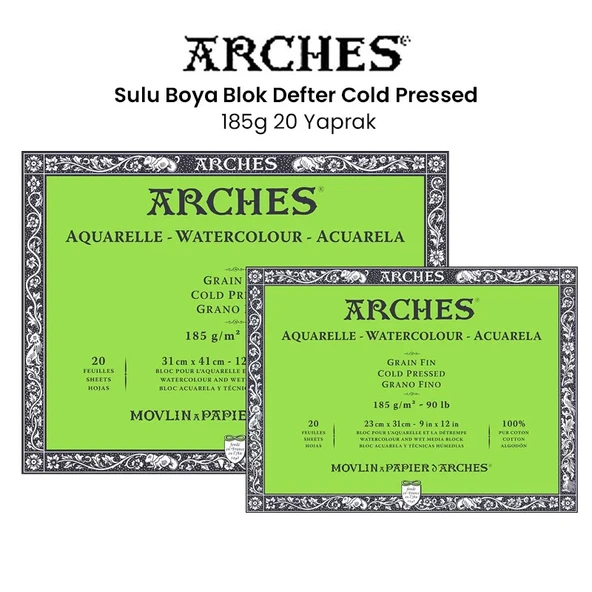 Arches Sulu Boya Blok Defter Cold Pressed 185g 20 Yaprak ürün görseli 1