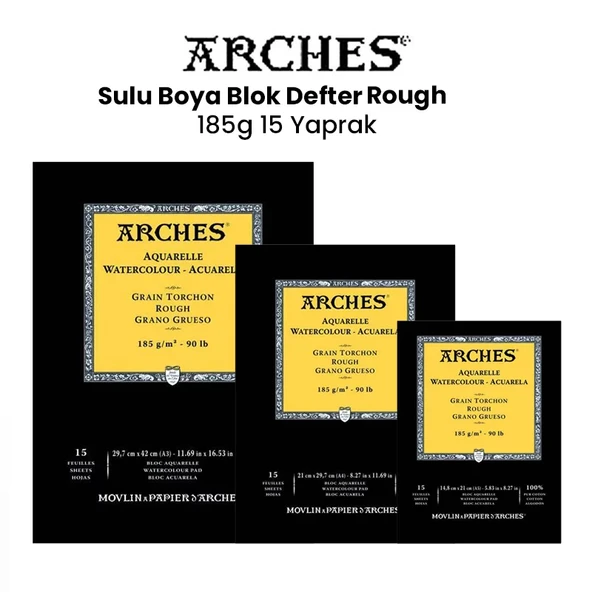Arches Sulu Boya Blok Defter Rough 185g 15 Yaprak ürün görseli 1