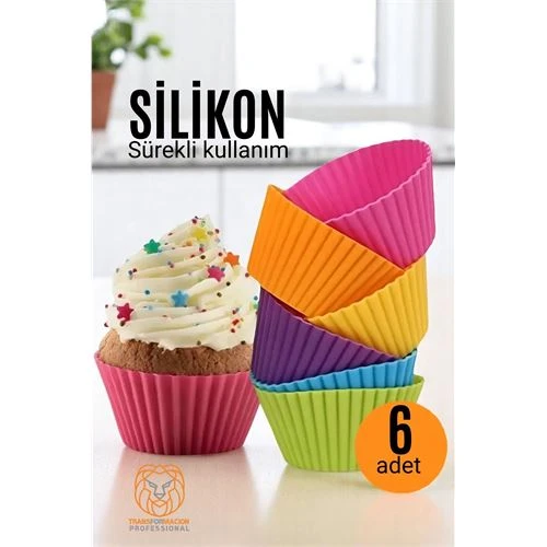 Modacar Silikon Muffin Kalıbı - Sürekli Kullanım Muffin Kek Kalıbı 6 ADET ürün görseli 1
