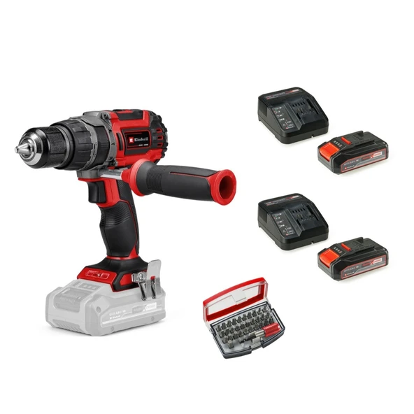 Einhell Tp-Cd 18/60 Li-I Bl Solo + 2x 2.5 Ah Akü ve 32 Parça Bits Uç Seti ürün görseli 1