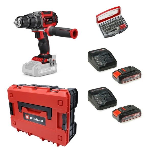 Einhell Tp-Cd 18/60 Li-I Bl Solo + 2 x 2.5 Ah Akü ve 32 Parça Bits Uç Seti (Çantalı) ürün görseli 1