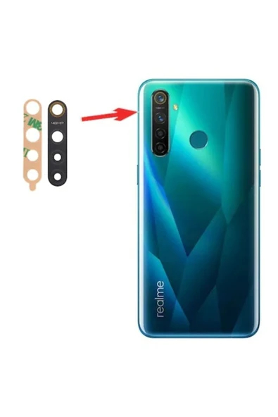 AXYA Oppo Realme 5 Pro Kamera Lens Camı + Yapışkan ürün görseli 1