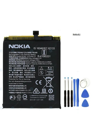 AXYA Nokia 8.1-x7 Batarya Pil Ta1119 He363 Ve Tamir Seti ürün görseli 1