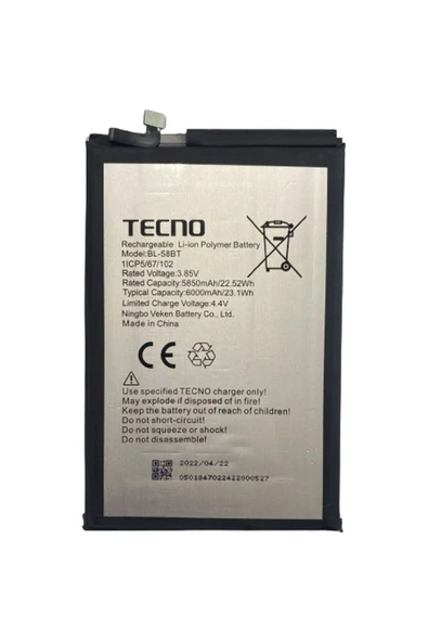 AXYA Tecno Spark 6 Air Pil Batarya Bl-58bt ürün görseli 1