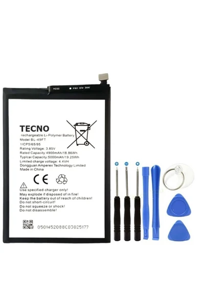 AXYA Tecno Comon 15-15 Air Pil Batarya BL-49FT 5000 mAh+Tamir Set ürün görseli 1