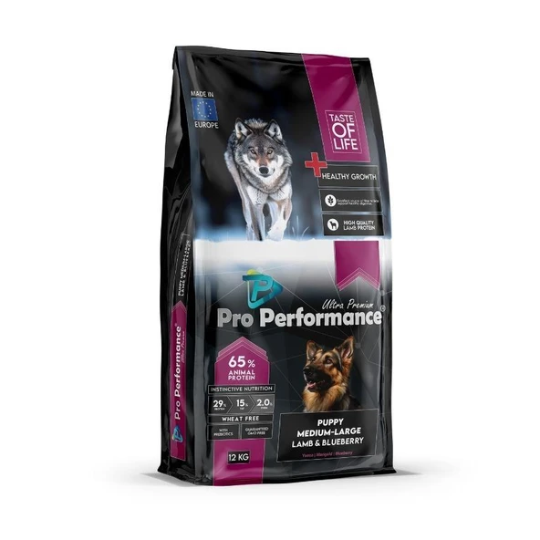 Pro Performance Ultra Premium Orta ve Büyük Irklar İçin Kuzulu ve Yaban Mersinli Yavru Köpek Maması 12 Kg ürün görseli 1