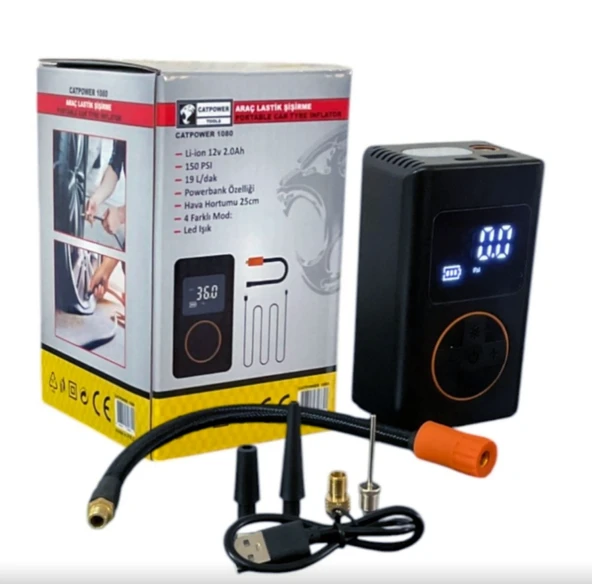 Catpower 1080 Dijital Lastik Şişirme Pompası 12V ürün görseli 1