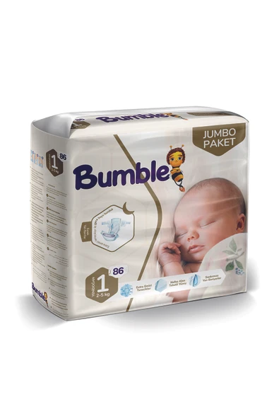 Bumble Yenidoğan Bebek Bezi 1 Beden 2-5 Kg Jumbo Paket 86 Adet ürün görseli 1