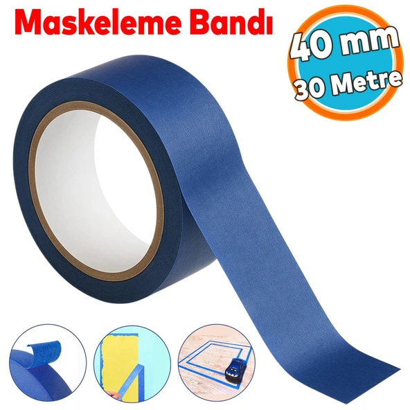 Maskeleme Bandı Mavi Kağıt Bant Boyacı Tadilat 48 mm x 30 M Ahşap Cam Duvar Oto Boya Yüzey Koruma ürün görseli 1