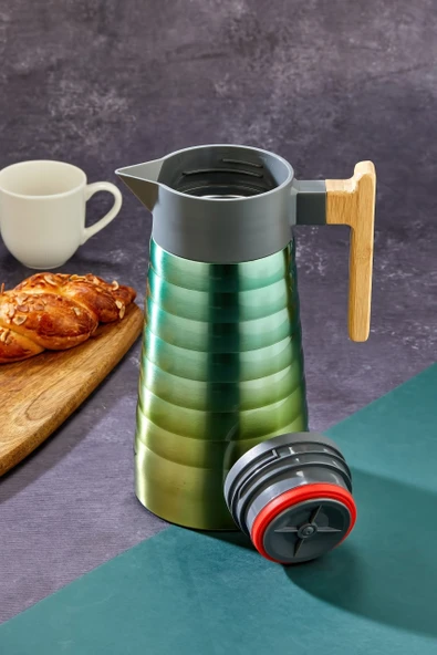 Cooker CKR2097 2 Litre Çift Katmanlı Paslanmaz Çelik Termos Bambu Saplı - Resim 2