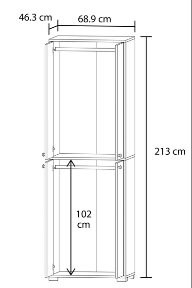 Bükreş No.1 İki Askılı Gardırop - Resim 3