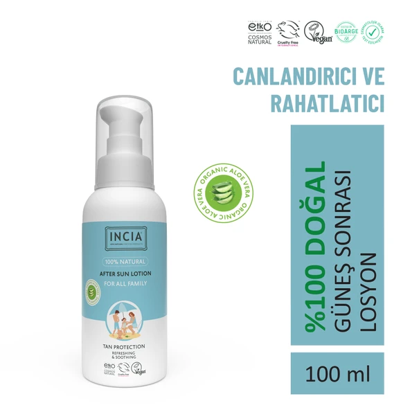 Incıa 100% Natural After Sun Losyon Güneş Sonrası Organik Aloe Vera Nemlendirici 100 ml ürün görseli 1