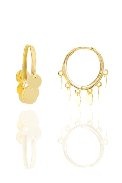 Gümüş altın yaldızlı pullu shakira halka küpe SGTL12822GOLD ürün görseli 1