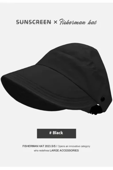 1 adet Kadın Geniş Kenarlı UV Korumalı Güneş Şapkası – Nefes Alabilen Açık Üst Tasarım | Şık Yaz & Plaj Aksesuarı | Kuyruklu Saçlar İçin Uygun | Polyester ürün görseli 1
