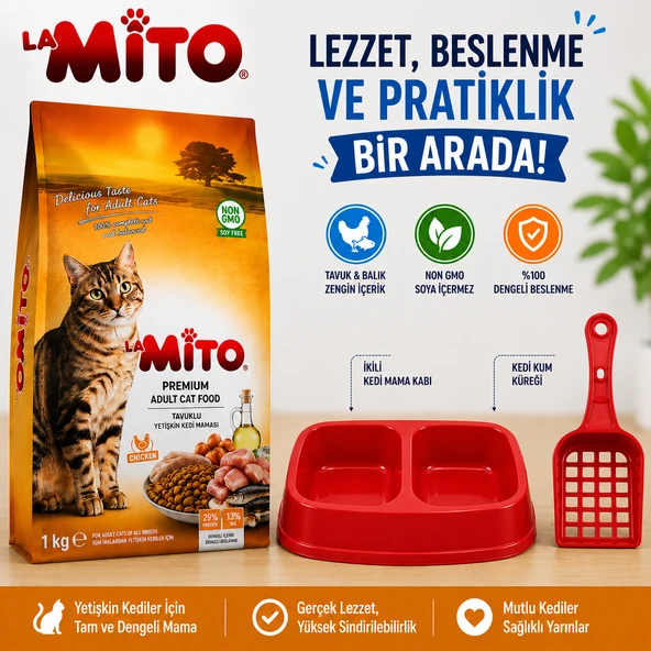 peturunsatis Adult Cat Tavuklu Yetişkin Kedi Maması 1 kg + Kürek + Mamalık ürün görseli 1