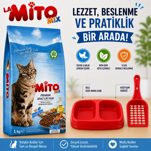 peturunsatis Mix Adult Cat Tavuklu Ve Balıklı Renkli Taneli Kedi Maması 1kg + Kürek + Mamalık ürün görseli 1