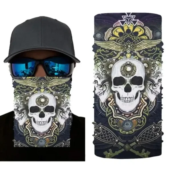 Siyah Beyaz Kafatası Baskılı Boyunluk (Baf,Bandana) 28x45 cm ürün görseli 1
