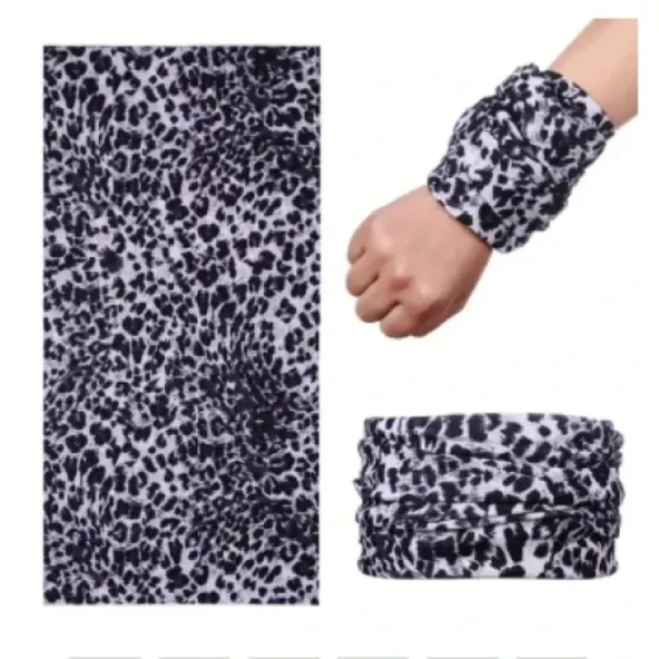 Açık Renk Leopar Boyunluk(Baf, Bandana)25x48 cm ürün görseli 1