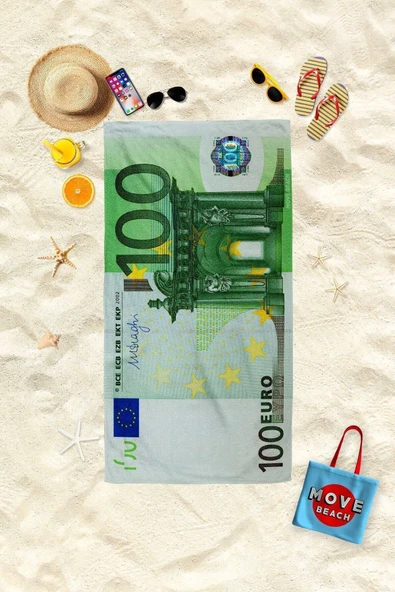 MoveBeach Euro Desenli Plaj Havlusu, Banyo Havlusu 80x150cm ürün görseli 1