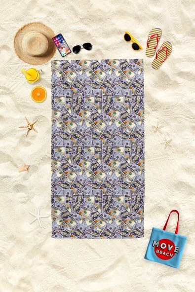MoveBeach Dolar Desenli Plaj Havlusu, Banyo Havlusu ürün görseli 1