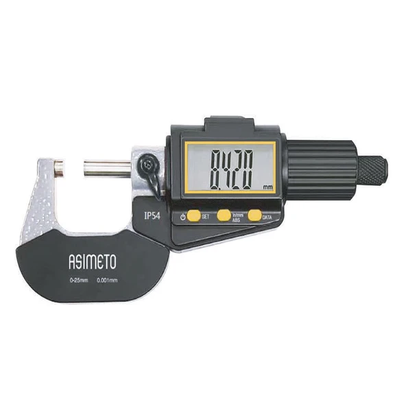 ASIMETO 0-25mmx0.001 IP54 DİJİTAL DIŞ ÇAP MİKROMETRE AS-116012 ürün görseli 1