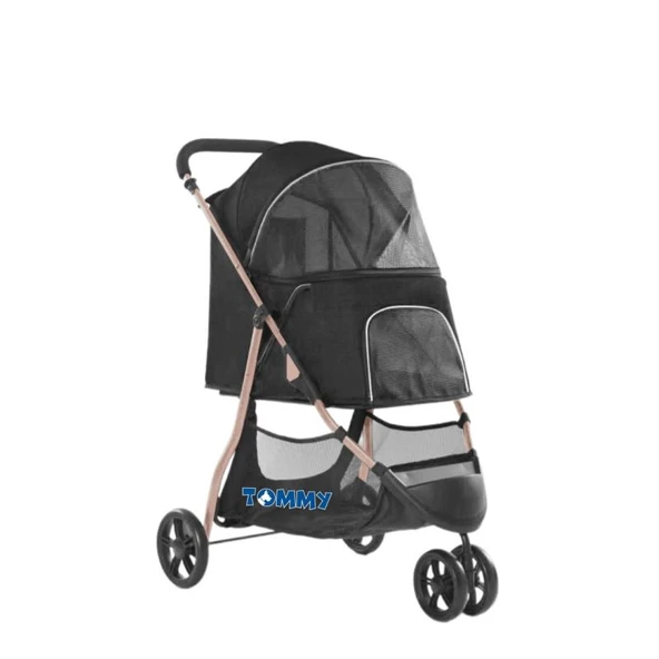 Tommy Evcil Hayvan Arabası Siyah 74.5x52.2x98 Cm Max 15 Kg ürün görseli 1
