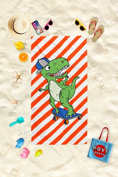 MoveBeach Desenli Çocuk Plaj Havlusu, Banyo Havlusu ürün görseli 1