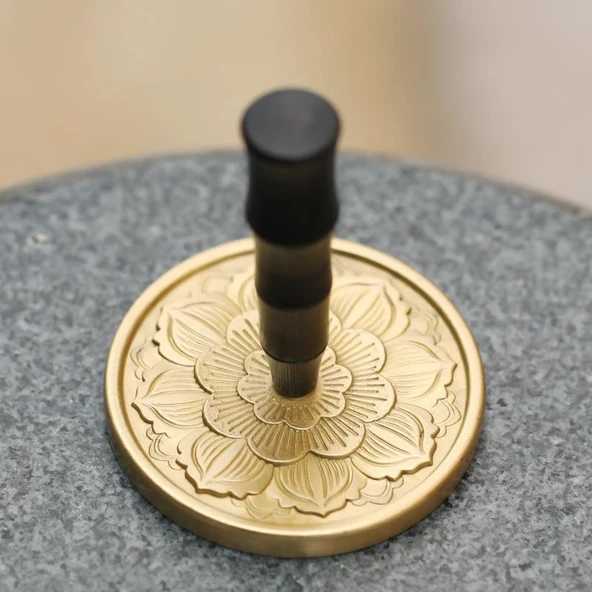 Mühür Mumu Pirinç Damga 50mm 3D Lotus Desen A + Sandal Ağacı Sap ürün görseli 1