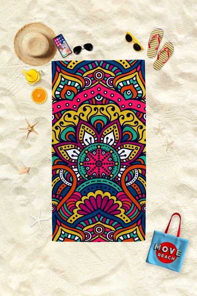 MoveBeach Mandala Desenli Plaj Havlusu , Banyo Havlusu ürün görseli 1