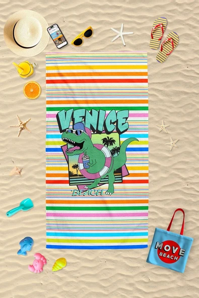 MoveBeach Desenli Çocuk Plaj Havlusu, Banyo Havlusu ürün görseli 1