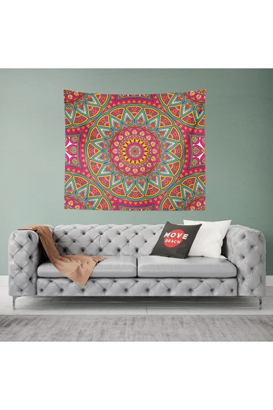 move home Mandala Desenli Kumaş Duvar Örtüsü,duvar Halısı ürün görseli 1