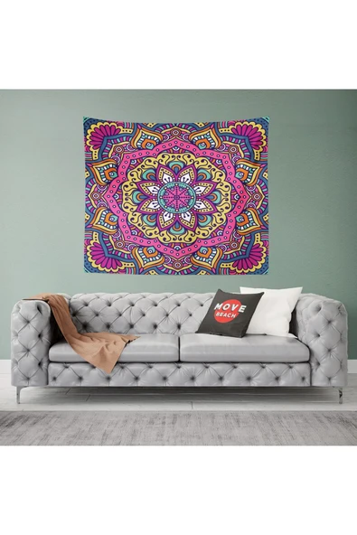 move home Mandala Desenli Kumaş Duvar Örtüsü,duvar Halısı ürün görseli 1
