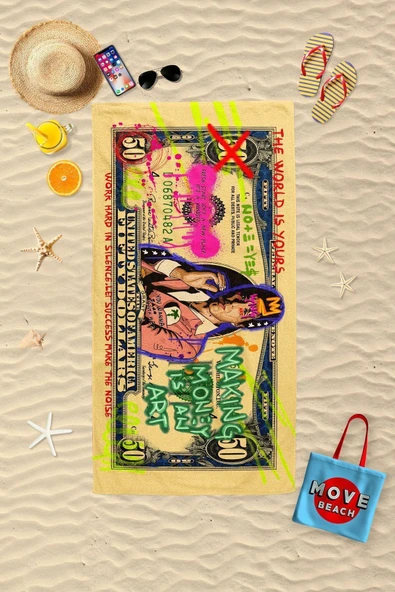 MoveBeach desenli plaj havlusu ürün görseli 1