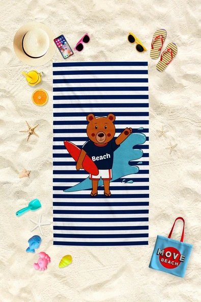 MoveBeach Desenli Çocuk Plaj Havlusu, Banyo Havlusu ürün görseli 1